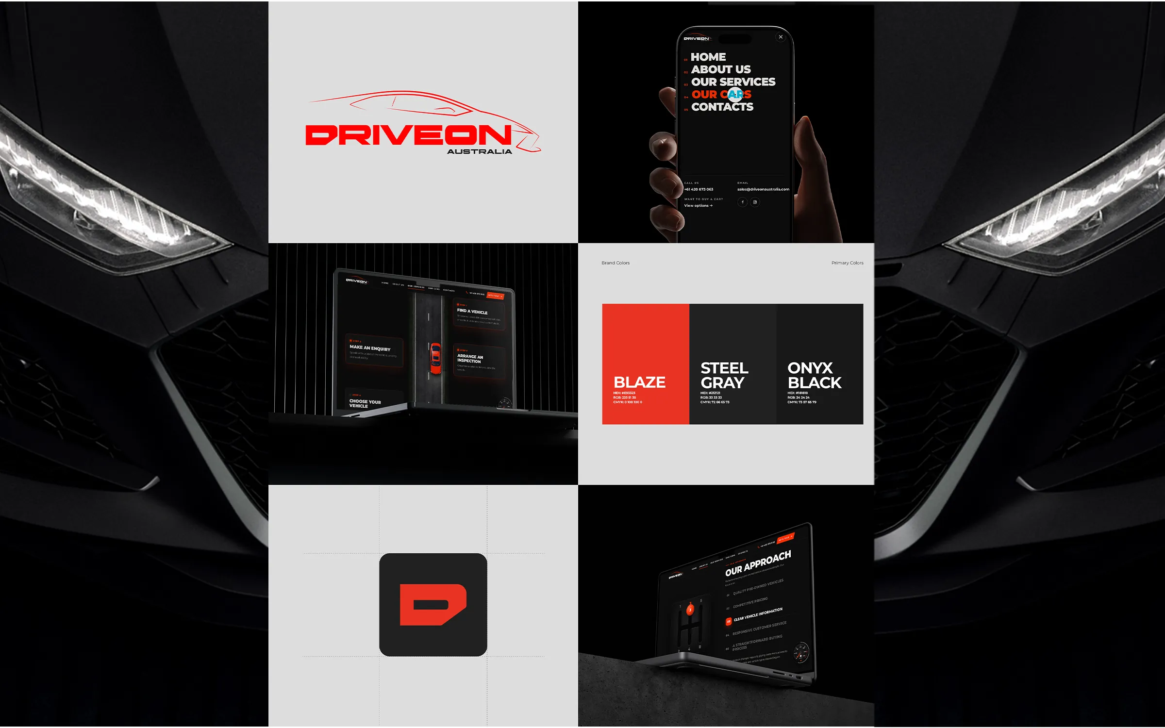DriveOn brand colours, logo and website screens